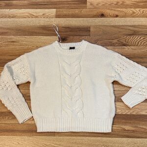 moon & madison Ivory Cable Knit Sweater